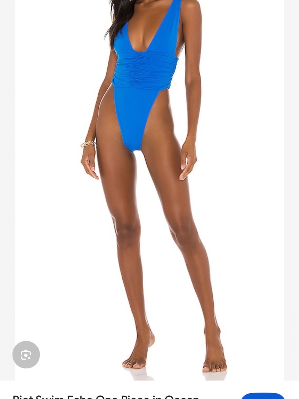 Riot Swim Echo Deep V One-Piece Swimsuit in Cyan-ivy